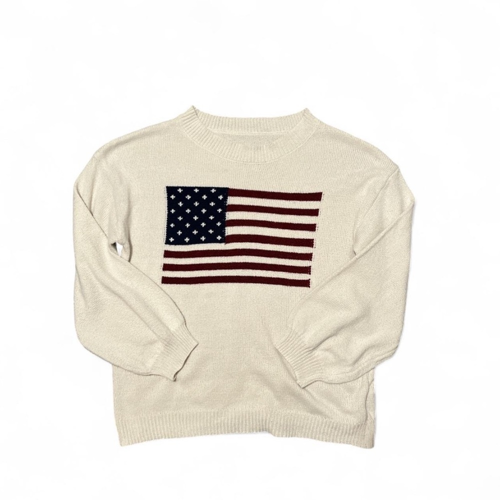 Cream Sweater with American Flag Design